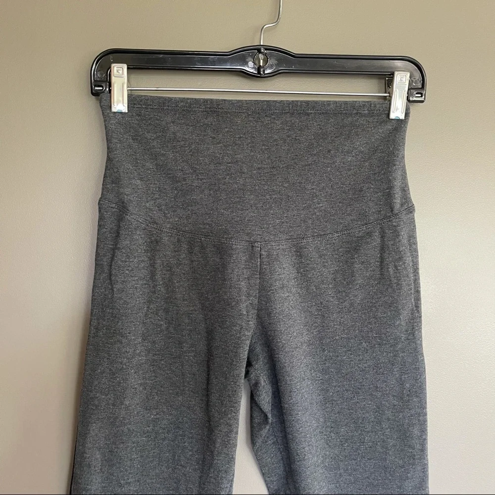 High Waisted Heather Gray Leggings with‎ Mesh Side Stripe Detail Slim Fit Active
